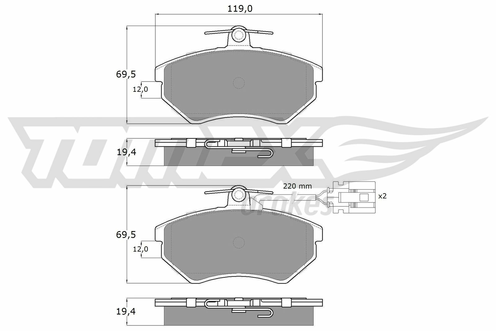 Sada brzdových platničiek kotúčovej brzdy TOMEX Brakes